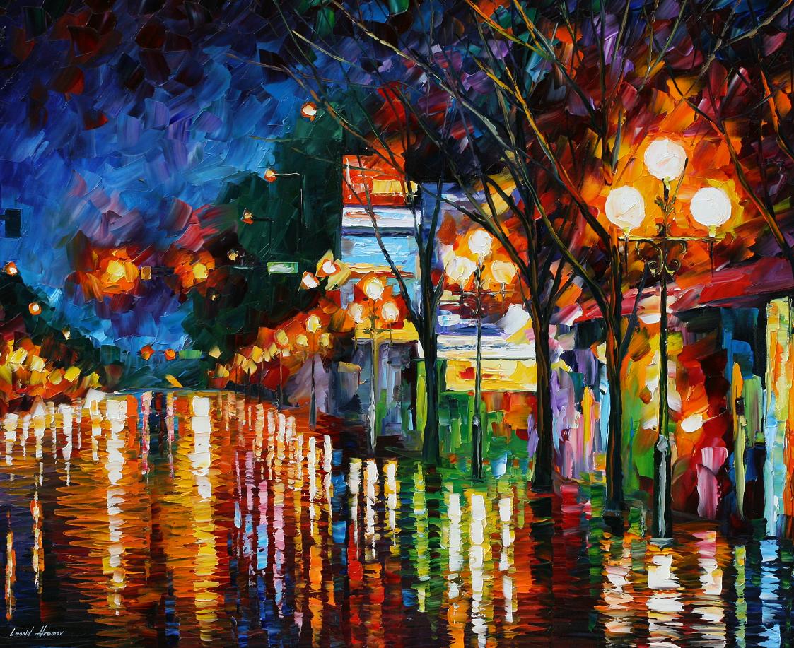 Modern impressionism palette knife oil painting City086