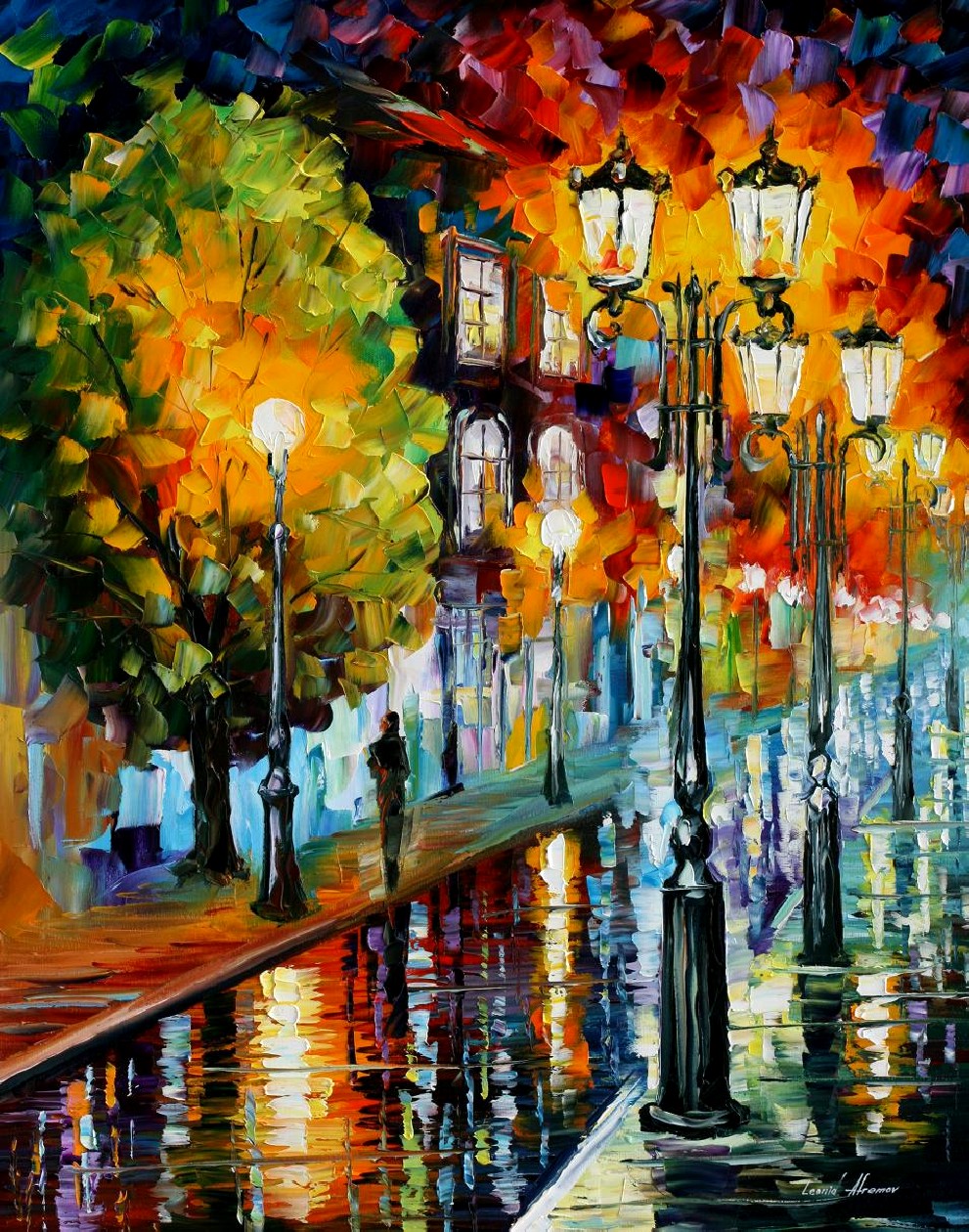 Modern impressionism palette knife oil painting City088