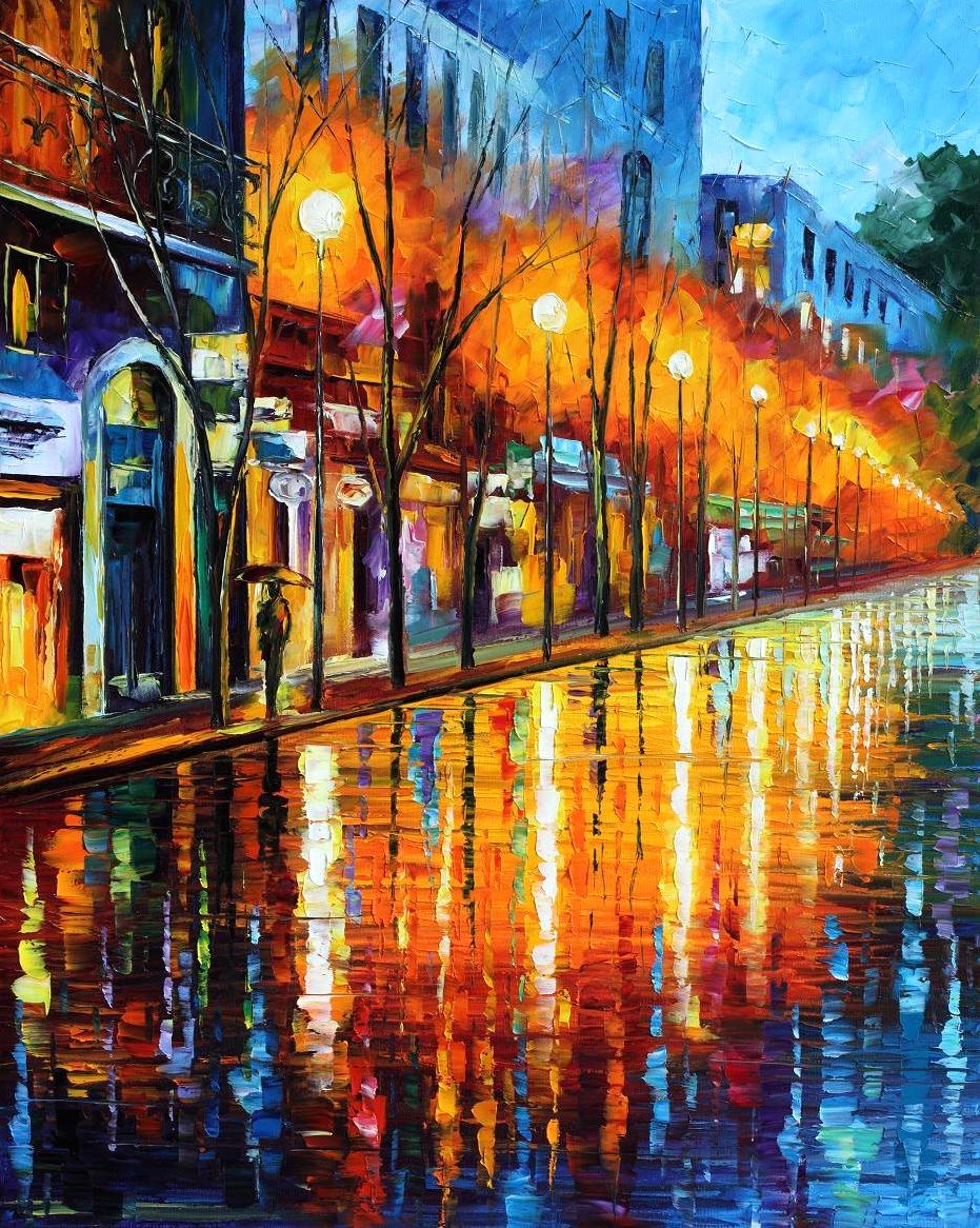 Modern impressionism palette knife oil painting City091