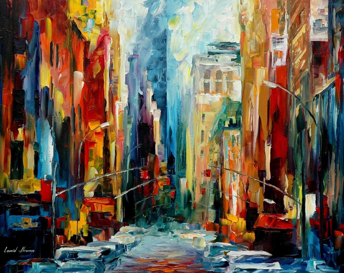 Modern impressionism palette knife oil painting City096