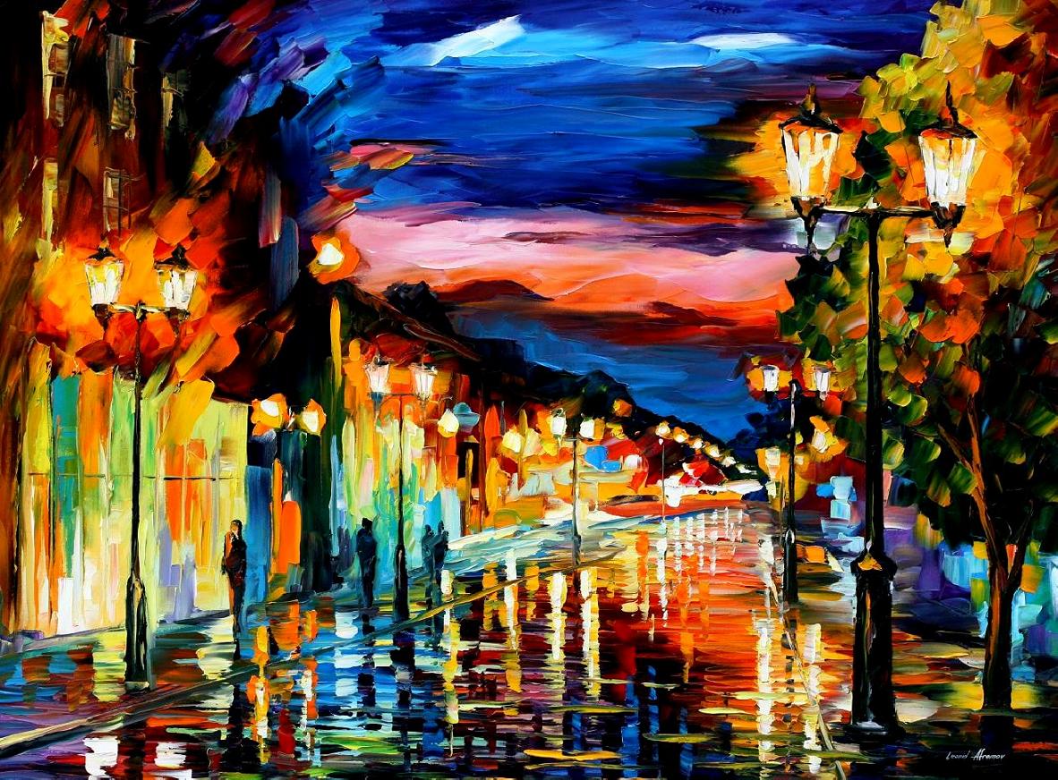 Modern impressionism palette knife oil painting City097
