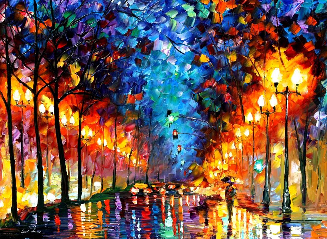 Modern impressionism palette knife oil painting City099