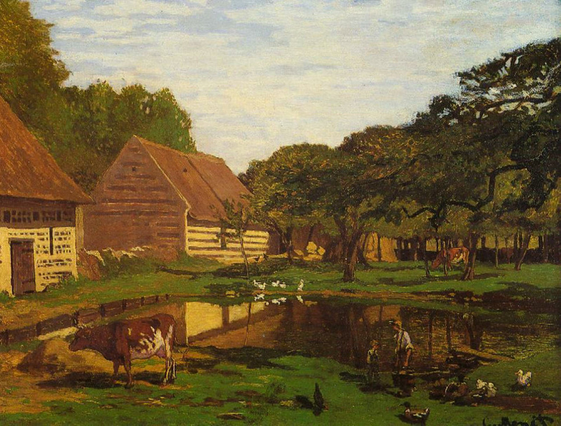 Cloude Monet Classical Oil Paintings A Farmyard in Normandy