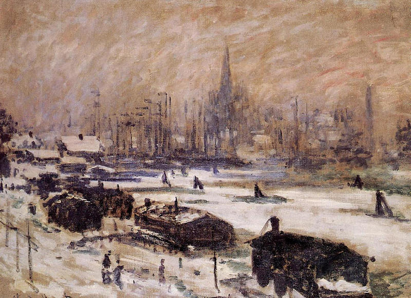 Cloude Monet Classical Oil Paintings Amsterdam in the Snow 1874