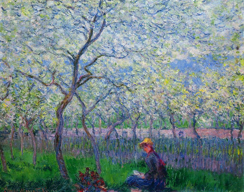 Cloude Monet Classical Oil Paintings An Orchard in Spring 1885