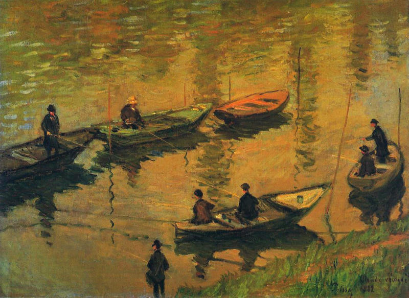 Cloude Monet Oil Paintings Anglers on the Seine at Poissy 1882