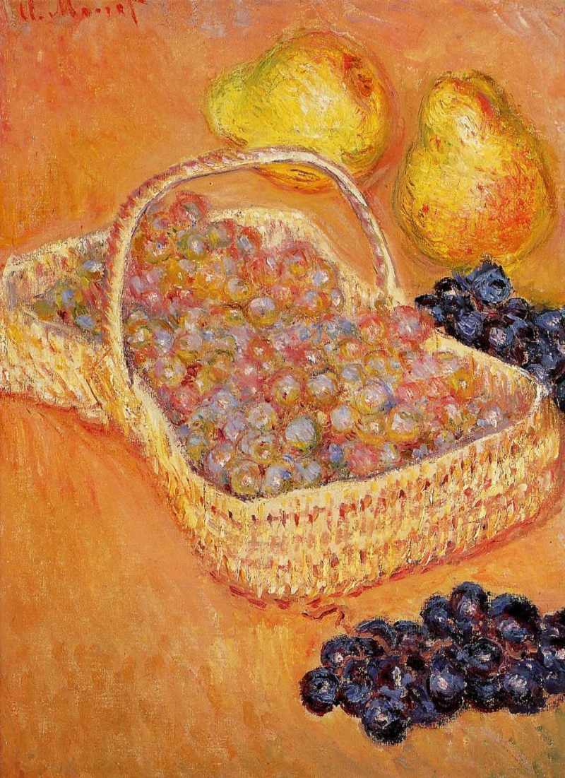 Monet Oil Paintings Basket of Graphes, Quinces and Pears 1885