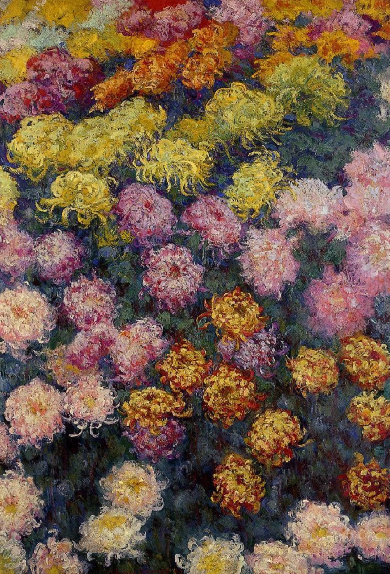 Cloude Monet Classical Oil Paintings Bed of Chrysanthemums 1897