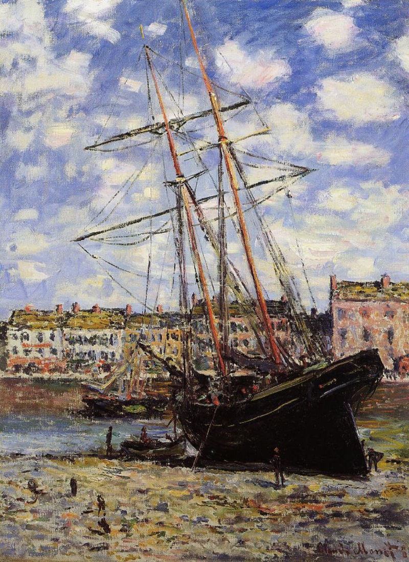 Monet Oil Paintings Boat at Low Tide at Fecamp 1880