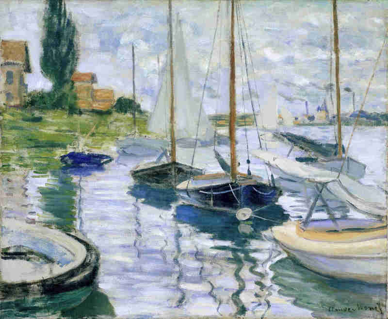 Monet Oil Painting Boats at rest, at Petit-Gennevilliers 1872