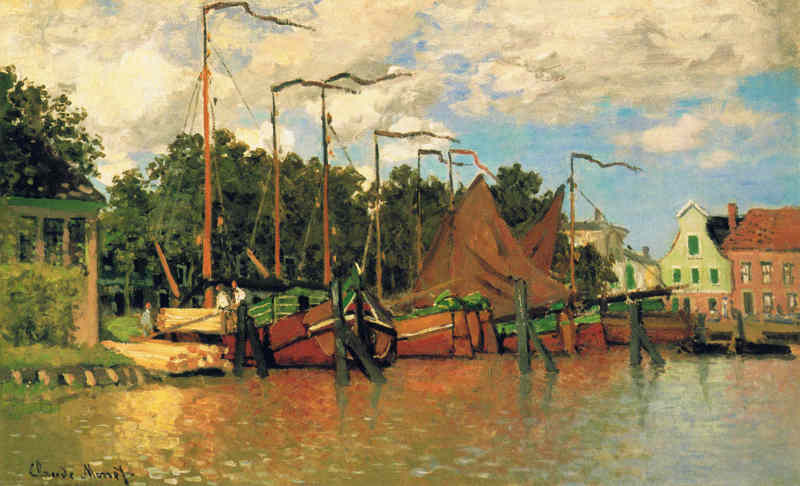 Cloude Monet Classical Oil Paintings Boats at Zaandam 1871