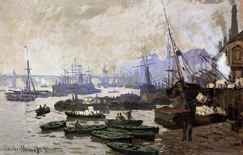 Monet Oil Paintings Boats in the Pool of London 1871