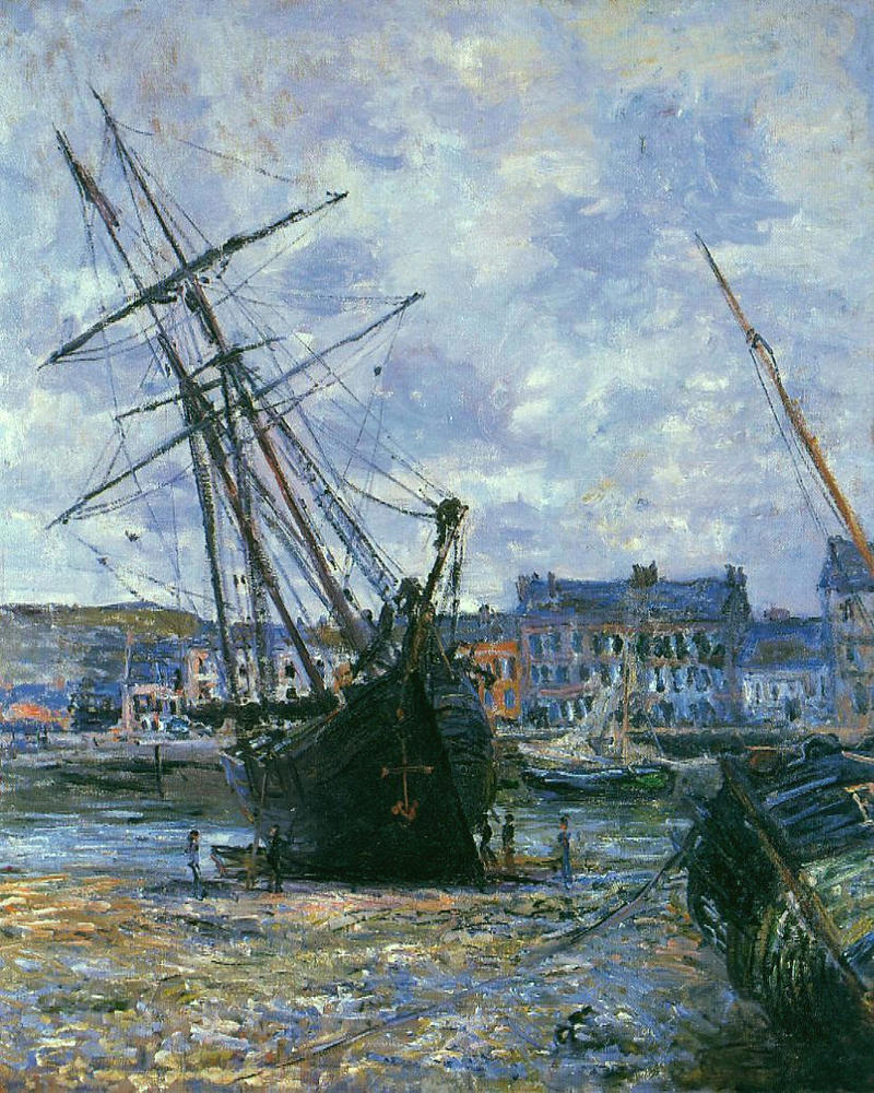 Cloude Monet Oil Painting Boats Lying at Low Tide at Facamp 1880