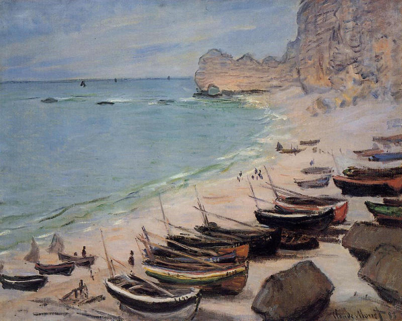 Cloude Monet Oil Paintings Boats on the Beach at Etretat 1883