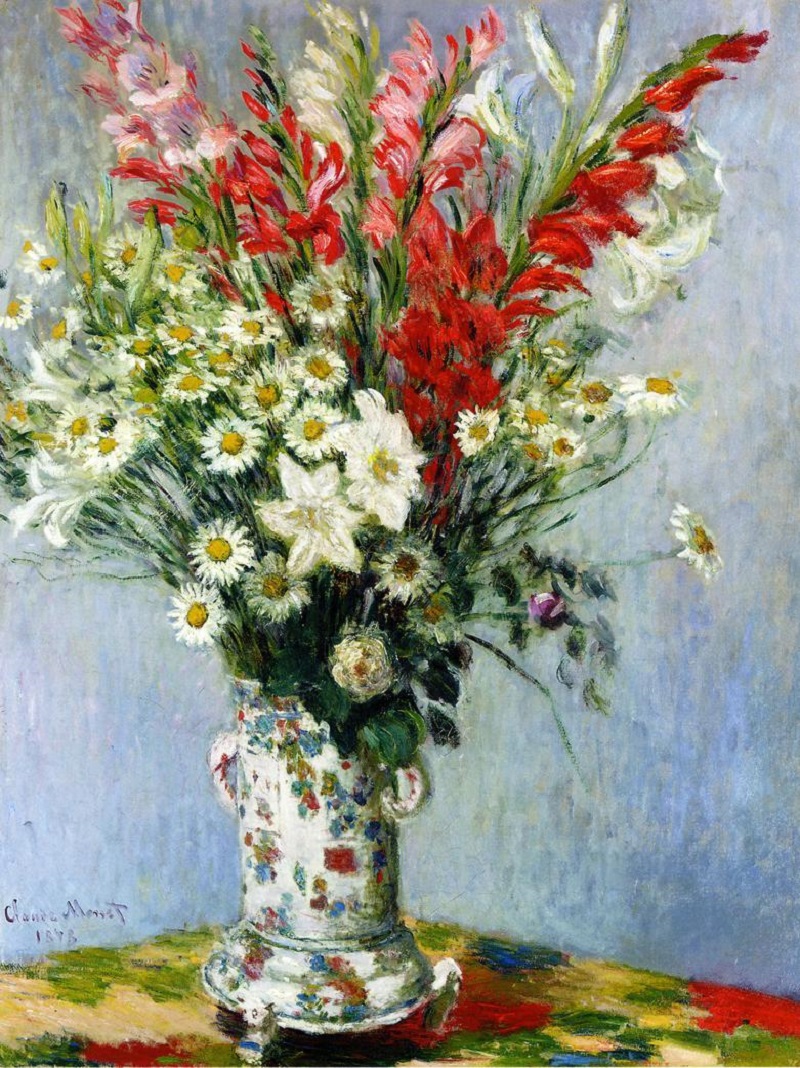 Monet Paintings Bouquet of Gadiolas, Lilies and Dasies 1878