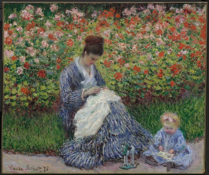 Camille Monet and a Child in the Artist s Garden in Argenteuil