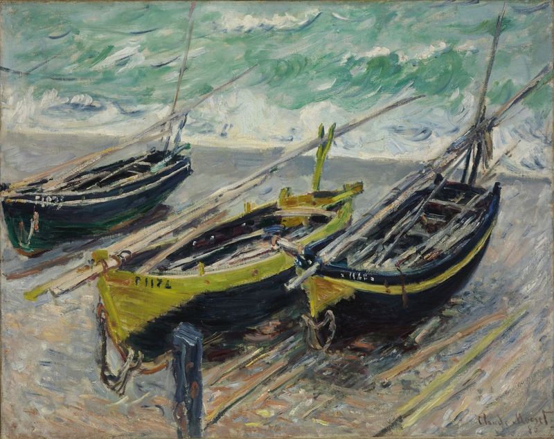 Cloude Monet Oil Paintings Three Fishing Boats 1885