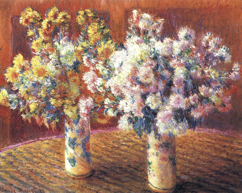 Cloude Monet Oil Paintings Two Vases with Chrysanthems 1888