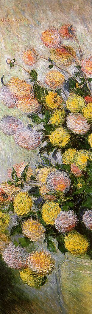 Cloude Monet Classical Oil Paintings Vase of Dahlias 1883