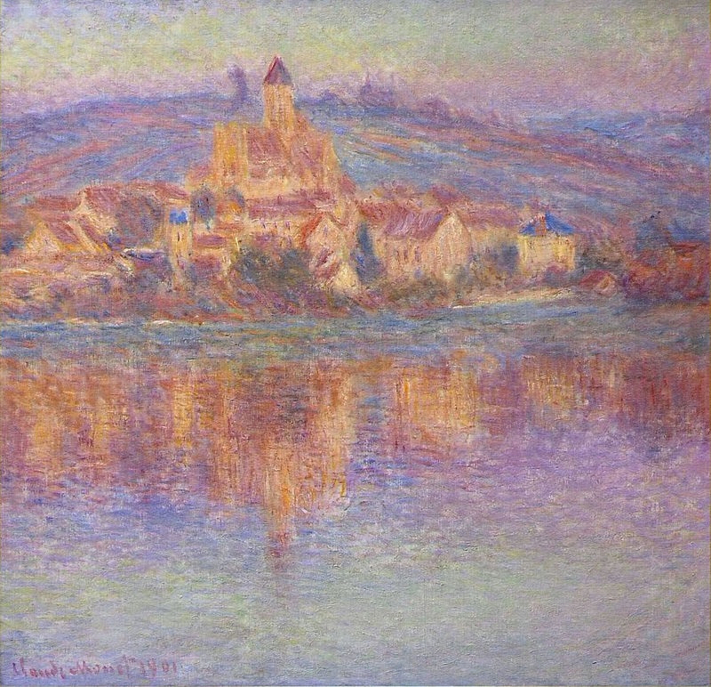 Cloude Monet Classical Oil Paintings Vetheuil at Sunset 1901