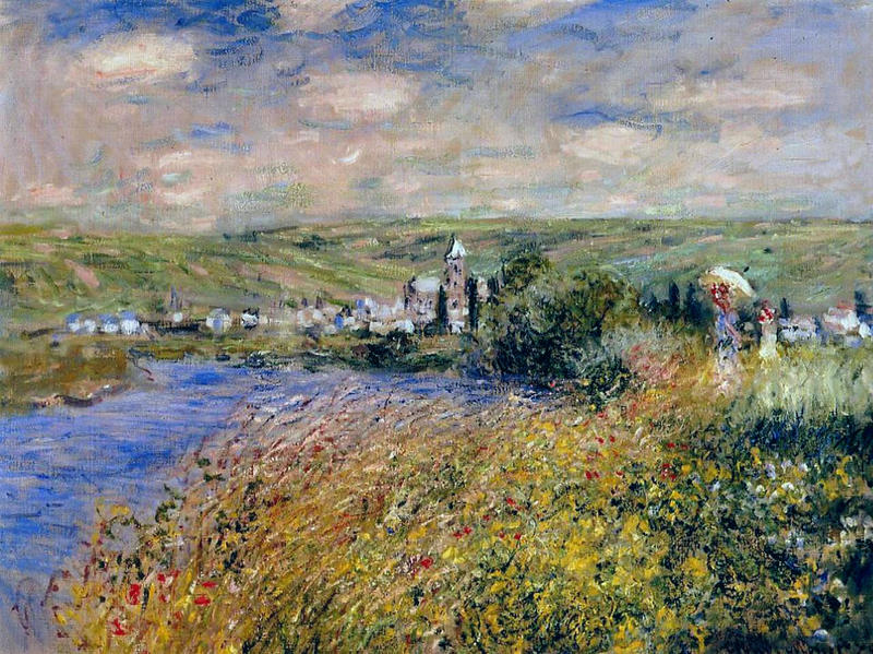 Monet Oil Paintings Vetheuil Seen from Ile Saint Martin 1880