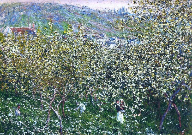 Cloude Monet Oil Paintings Vetheuil, Flowering Plum Trees 1879