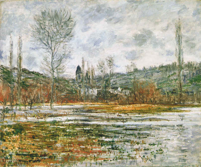 Cloude Monet Paintings Vetheuil, Prairie Inondee 1881