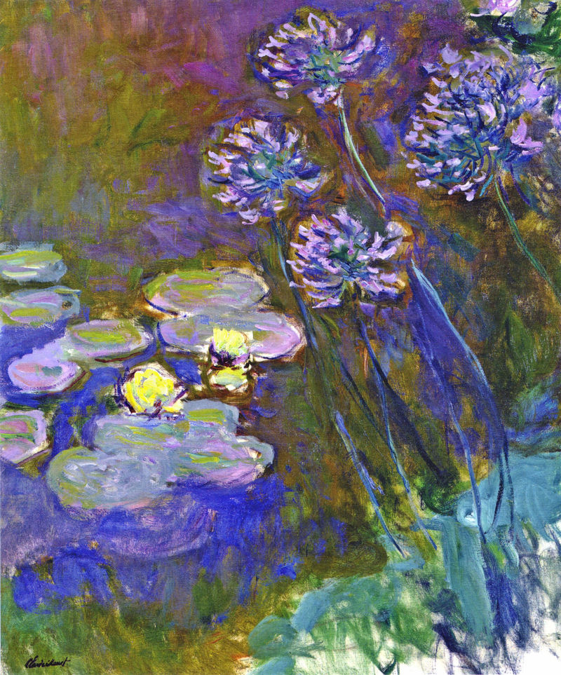 Cloude Monet Paintings Water Lilies and Agapanthus 1917