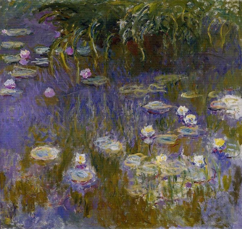 Monet Painting Water Lilies, Yellow and Lilac 1917