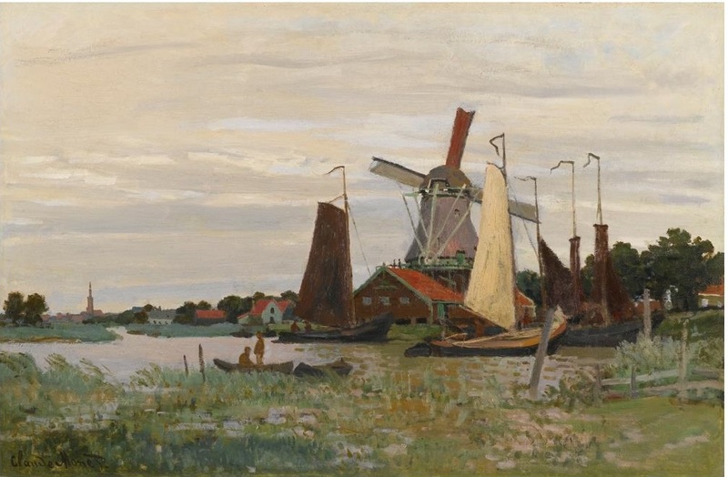 Cloude Monet Classical Oil Paintings Windmill at Zaandam