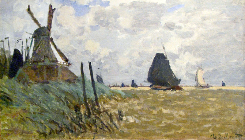 Cloude Monet Classical Oil Paintings Windmill near Zaandam 1871