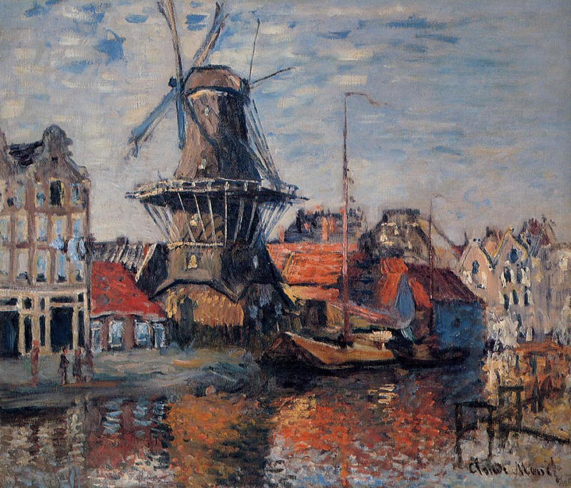 Monet Paintings Windmill on the Onbekende Canal, Amsterdam 1874