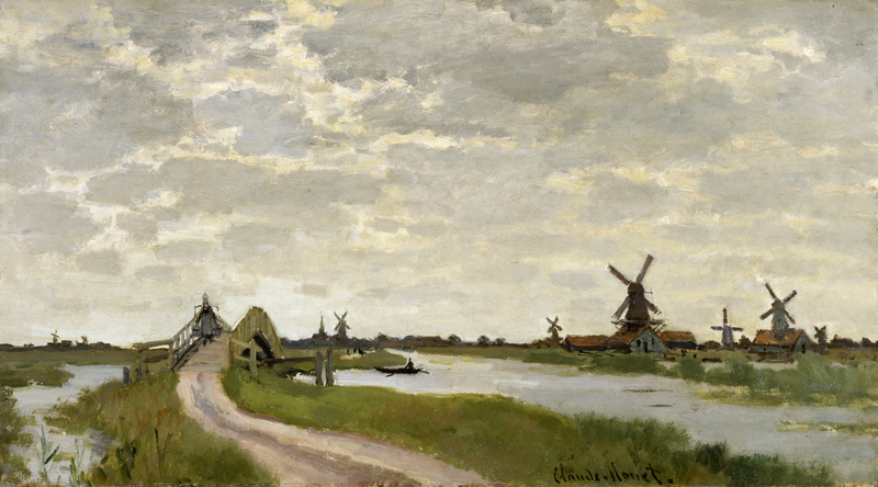 Monet Oil Paintings Windmills at Haaldersbroek, Zaandam 1871