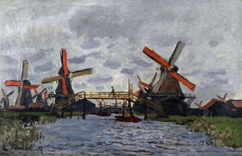 Monet Oil Paintings Windmills near Zaandam 1871