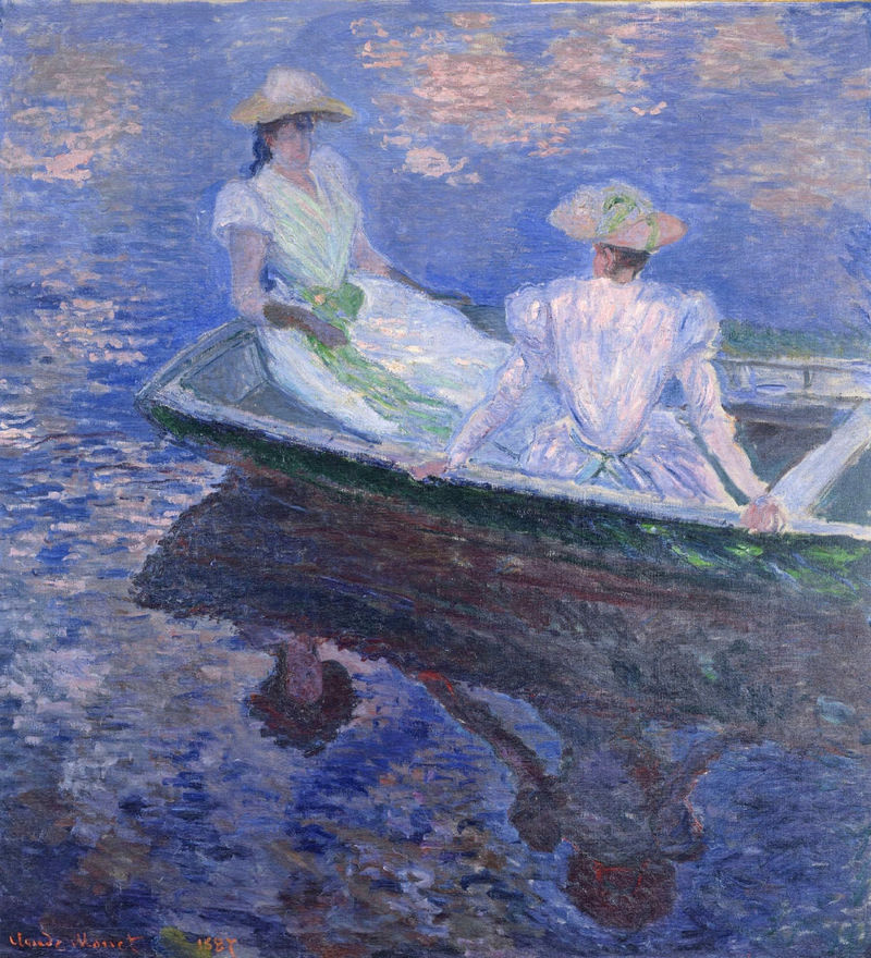 Monet Painting Young Girls in a Row Boat 1887