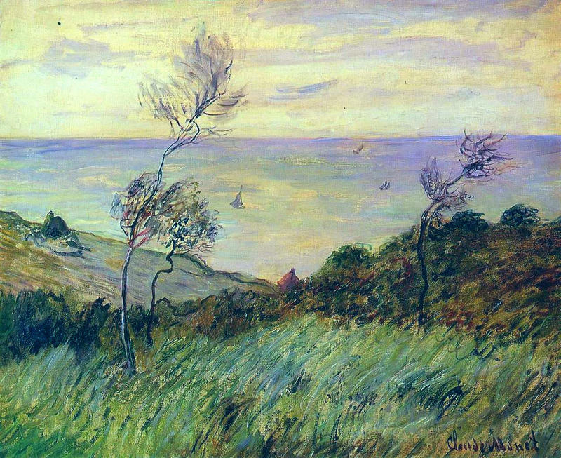 Monet Oil Painting Cliffs of Varengeville, Gust of Wind 1882