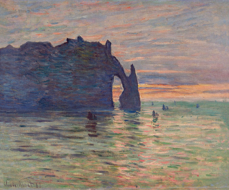 Cloude Monet Classical Oil Paintings Etretat, Sunset 1883