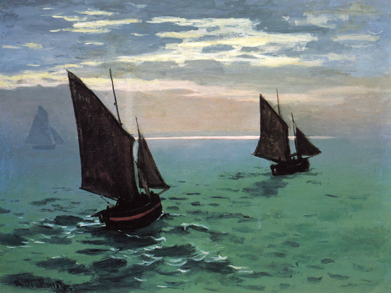 Cloude Monet Oil Paintings Fishing Boats at etretat 1885