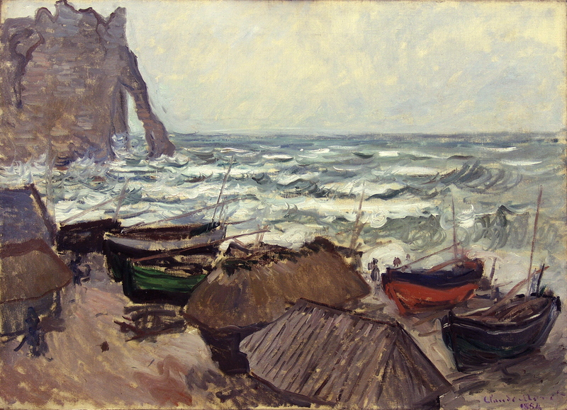Monet Oil Paintings Fishing Boats on the Beach at Etretat 1884