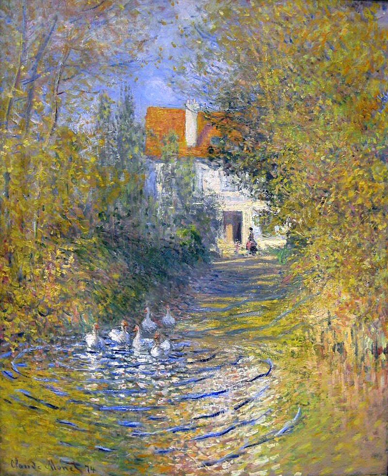 Cloude Monet Classical Oil Paintings Geese in the creek 1874