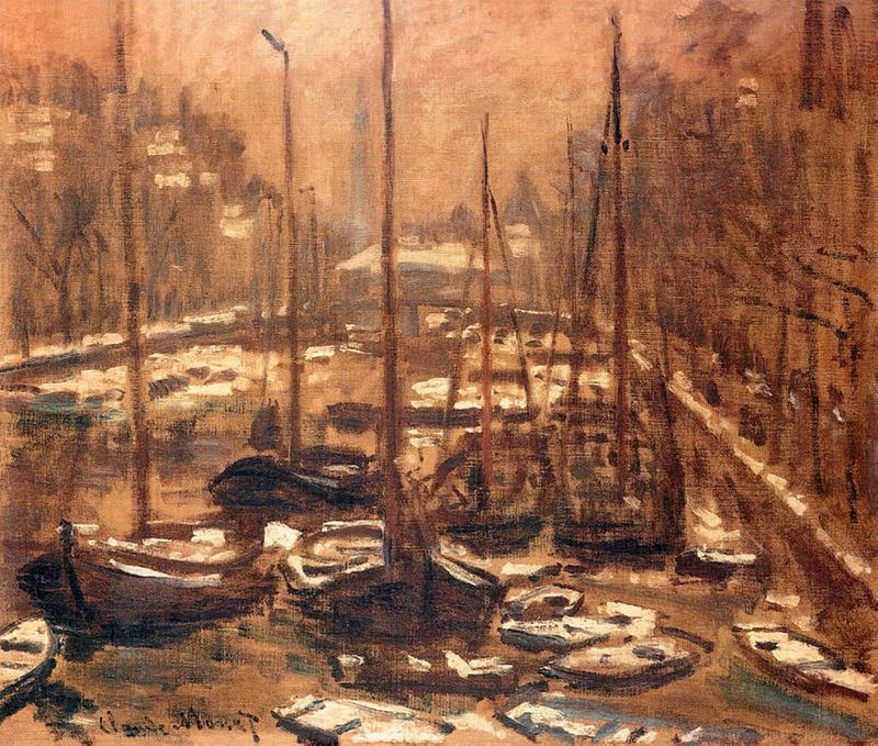 Cloude Monet Painting Geldersekade of Amsterdam Invierno 1874
