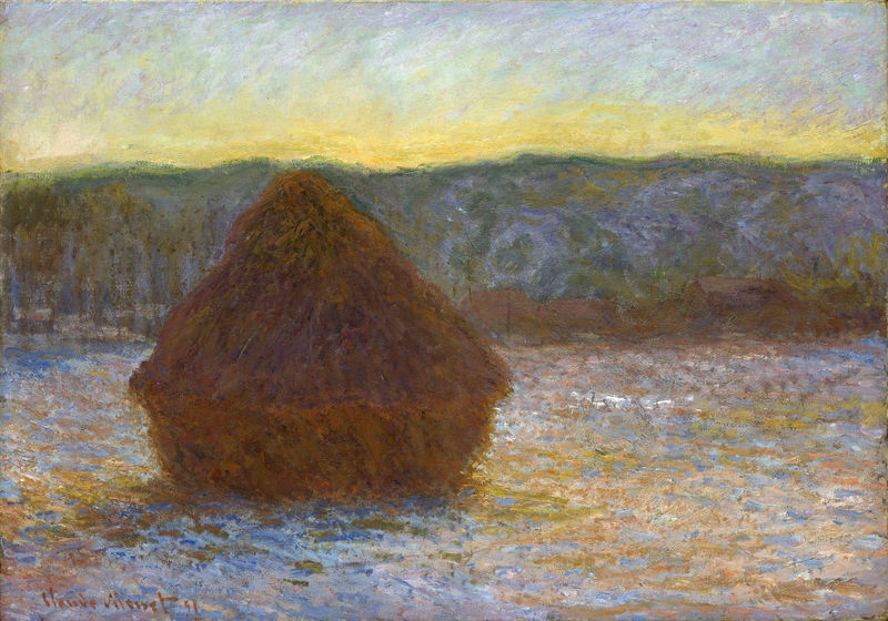 Cloude Monet Oil Paintings Grainstack, Thaw, Sunset