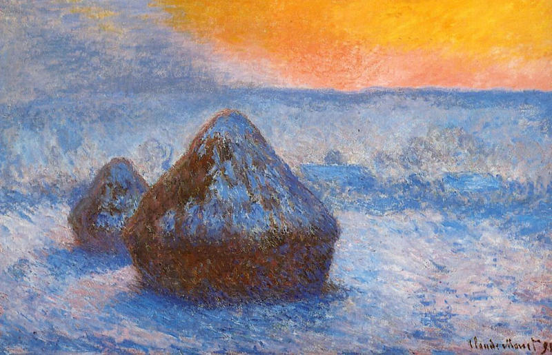 Monet Oil Paintings Grainstacks at Sunset, Snow Effect 1891
