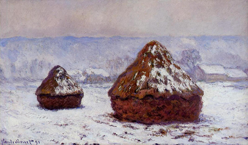 Cloude Monet Oil Paintings Grainstacks, Snow Effect 1891