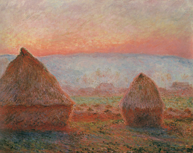 Monet Paintings Haystacks at Giverny, the Evening Sun 1888