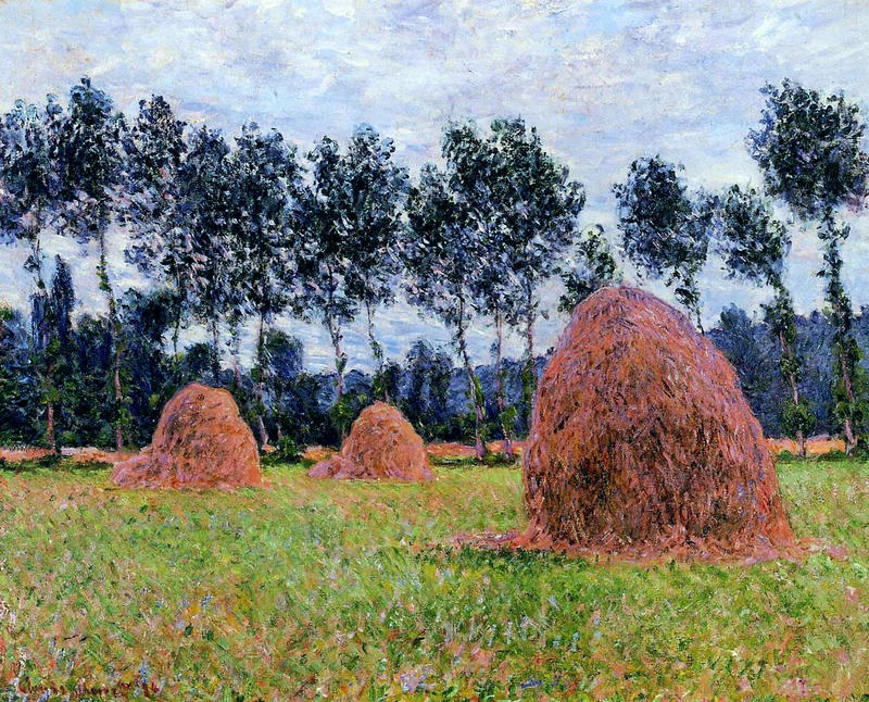 Cloude Monet Oil Paintings Haystacks, Overcast Day 1884