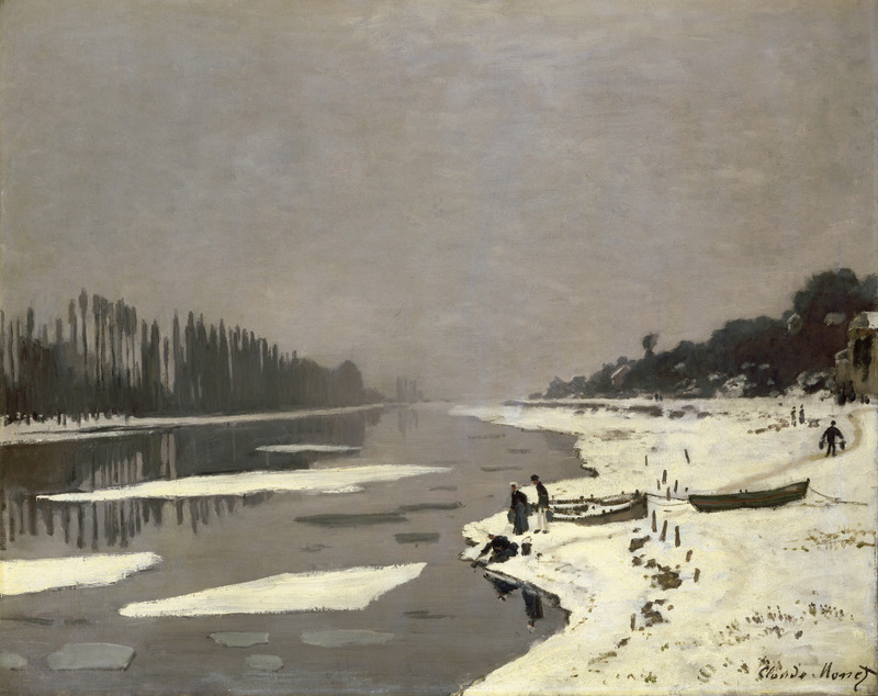Cloude Monet Paintings Ice Floes on the Seine at Bougival