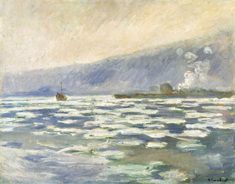 Cloude Monet Paintings Ice, Lock Port Villez 1893