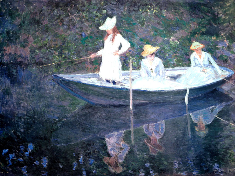 Cloude Monet Paintings In the Norvegienne Boat at Giverny 1887