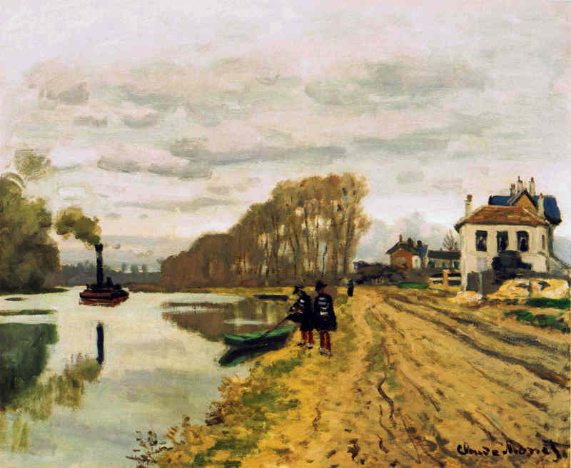Monet Painting Infantry Guards Wandering along the River 1870